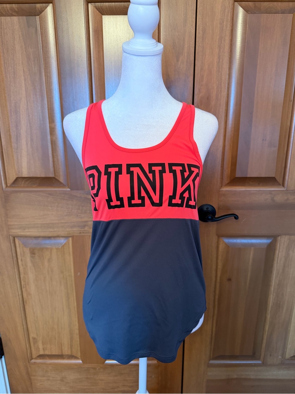 Victoria's Secret PINK Women's Racerback Tank Pink/Gray Colorblock Stretch